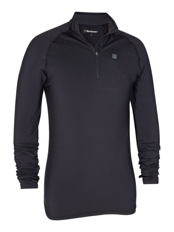 Deerhunter Heat Spodné tričko so zipsom Čierne vyhrievateľné spodné tričko so zipsom vpredu Deerhunter Heat Undershirt with zip-neck Black fűthető cipzárnyakas aláöltözet felső elülről