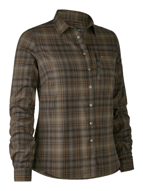 Deerhunter Lady Emery Shirt Green Check Dámska zelená košeľa Check Shirt Front Deerhunter Lady Emery Shirt Green Check női zöld kockás ing elülről