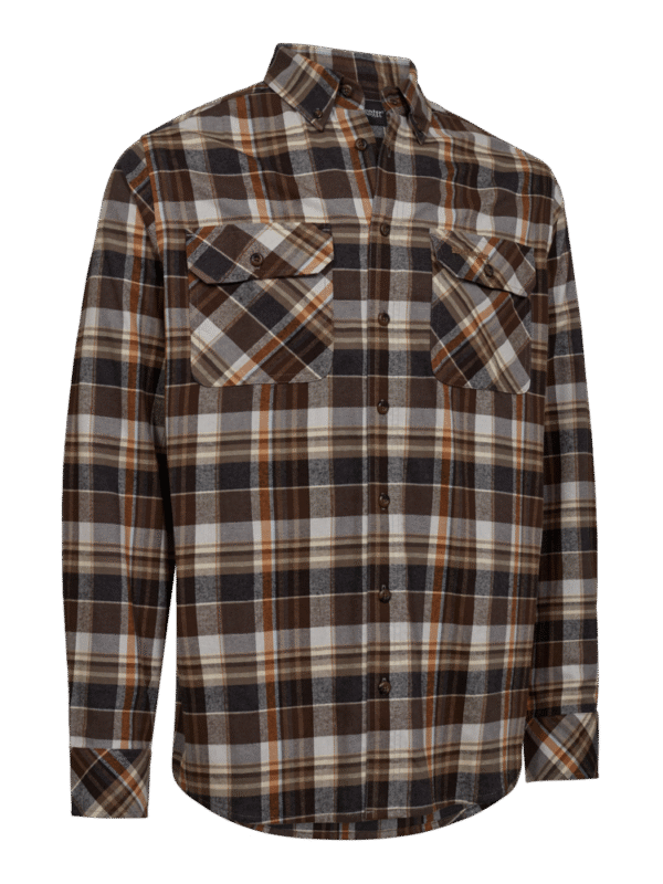 Deerhunter Robert Košeľa Brown Check Brown Plaid Flanel Shirt Front Deerhunter Robert Shirt Brown Check barna kockás flanel ing elülről